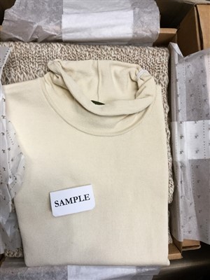 Lot 3085 - Ladies luxury clothing mainly by Peruvian Collection. New knitwear in boxes including jumpers, cardigans, skirts etc. More than one item in some boxes. (16)