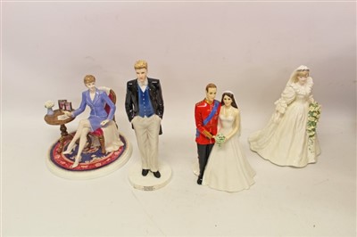 Lot 2066 - Royal figures-  Coalport Diana Princess of Wales, no. 8,924 of 12,500 by Compton & Woodhouse, Coalport Diana at Home, no. 101 of 2,450 by Compton & Woodhouse, Coalport Prince William no. 428 of 9,5...