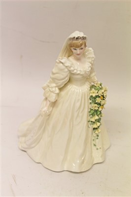Lot 2066 - Royal figures-  Coalport Diana Princess of Wales, no. 8,924 of 12,500 by Compton & Woodhouse, Coalport Diana at Home, no. 101 of 2,450 by Compton & Woodhouse, Coalport Prince William no. 428 of 9,5...
