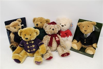 Lot 2781 - Six Harrods Bears including 1998, 1999, 2000, Millennium Bear, 2008 and 2010