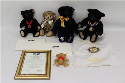 Lot 2784 - Steiff bears including Titanic Centenary Bear 663888, Royal Baby Windsor Bear 664267, Royal Buckingham Bear 662577, all boxed with certificates, Rotary Bear 661440 in canvas bag, Prince Charles Bea...