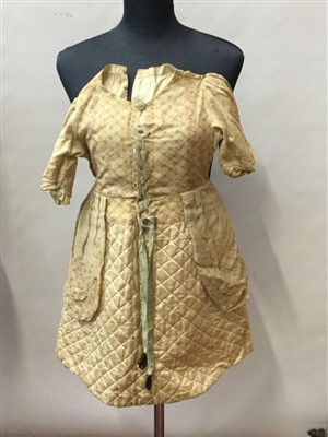 Lot 3080 - Box of babies and children's clothing including christening gowns, nighties, Liberty bodices, two lace and ribbon baby caps and a Victorian girl's party dress.