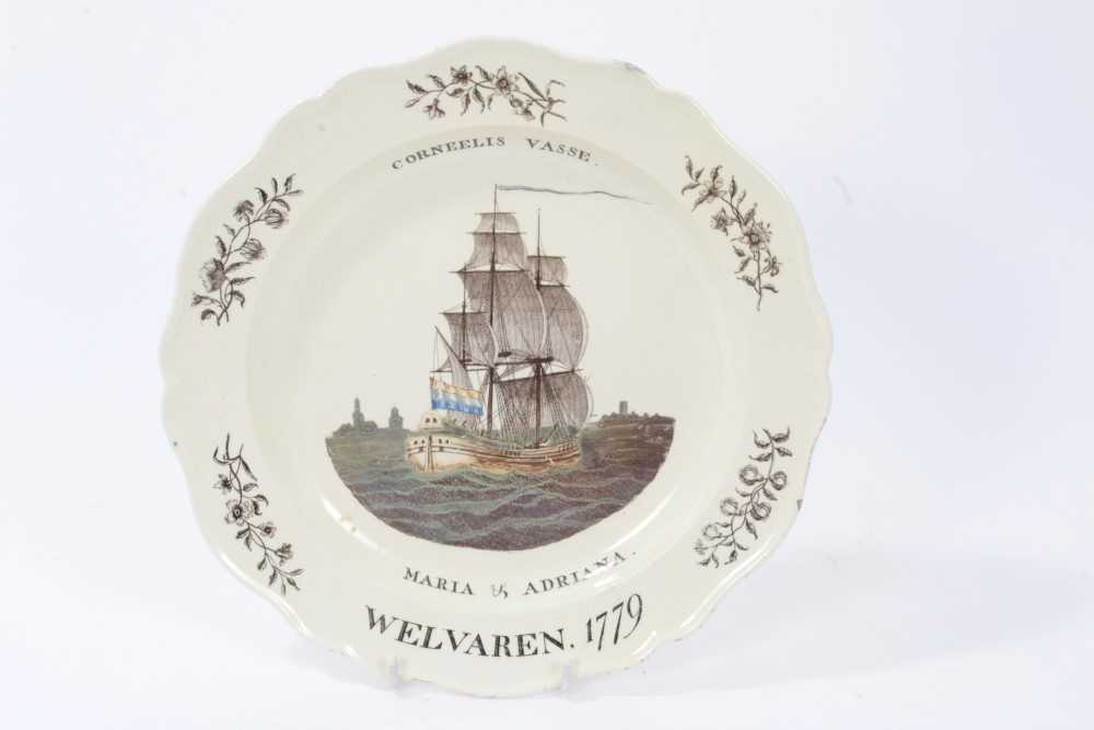 Lot 45 - 18th century Wedgwood creamware plate - Welvaren 1779