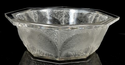 Lot 44 - Lalique glass octagonal bowl decorated with partridges