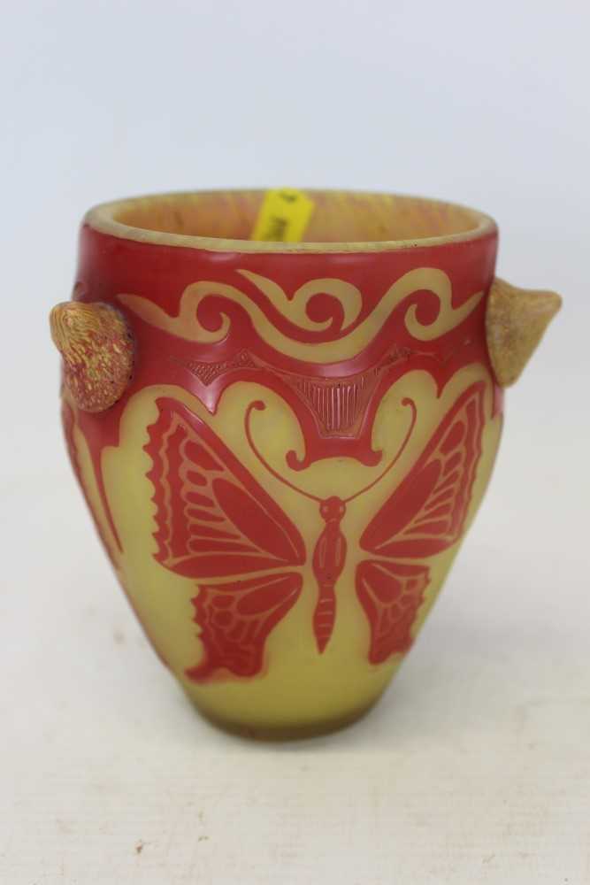 Lot 2106 - 1920s Andre Delatte cameo glass Butterfly vase, signed, 12cm high
