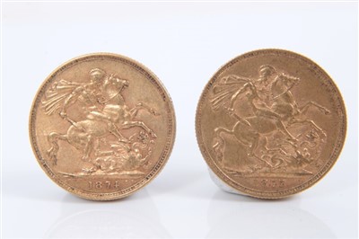 Lot 142 - G.B. Victoria Y.H. gold Sovereigns (x 2)