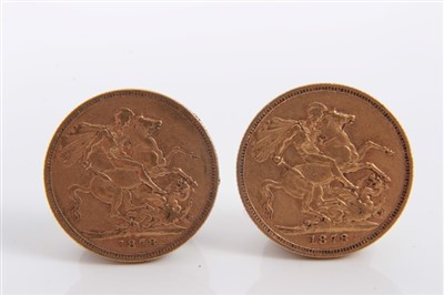 Lot 143 - G.B. Victoria Y.H. gold Sovereigns (x 2)