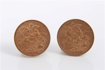 Lot 144 - G.B. Victoria J.H. gold Sovereigns (x 2)