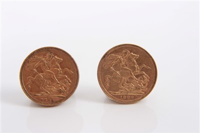 Lot 145 - G.B. Victoria O.H. gold Sovereigns (x 2)