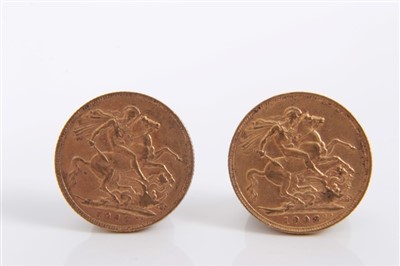 Lot 148 - G.B. Edward VII gold Sovereigns (x 2)
