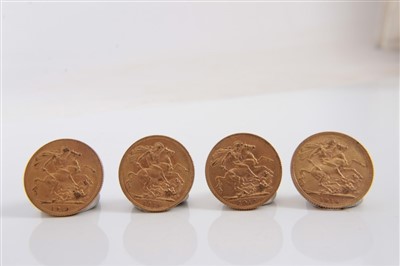 Lot 160 - G.B. George V gold Sovereigns (x 4)
