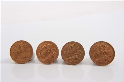 Lot 163 - G.B. Edward VII gold Half Sovereigns (x 4)