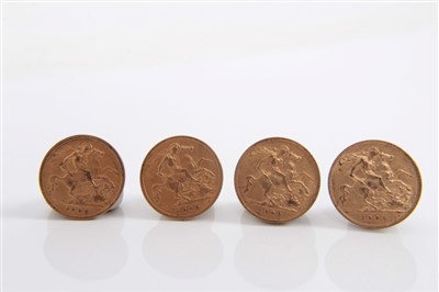 Lot 164 - G.B. Edward VII gold Half Sovereigns (x 4)