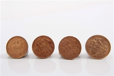 Lot 165 - G.B. Edward VII gold Half Sovereigns (x 4)