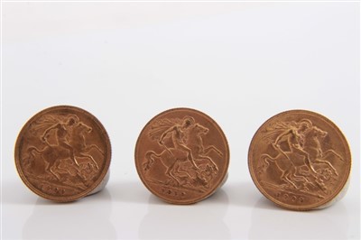 Lot 167 - G.B. Edward VII gold Half Sovereigns (x 3)