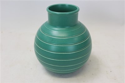 Lot 2119 - Wedgwood Keith Murray green glazed vase 15.5cm high