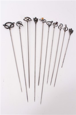 Lot 3377 - Ten Edwardian Charles Horner silver hatpins