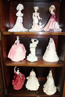 Lot 2145 - Nine Coalport figures - Lady Elizabeth, Helena, Katherine, Flamenco, Millennium Celebration, Sweet Charity, Beatrice At The Garden Party, Princess Alexandra and Lady Alice