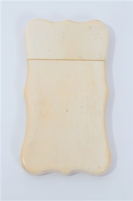 Lot 3740 - Victorian Ivory card case of shaped rectangular form, 8cm in length