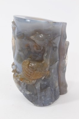 Lot 1249 - 19th century Chinese chalcedony trunk vase
