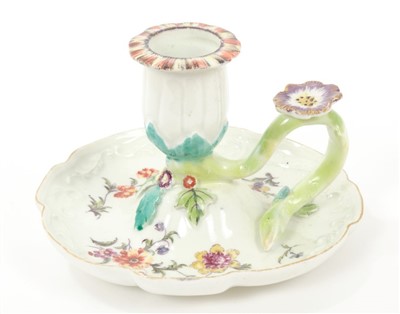 Lot 35 - 18th century porcelain porcelain chamberstick, possibly Derby