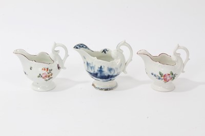 Lot 38 - Three 18th century Derby Dolphin ewer form cream jugs