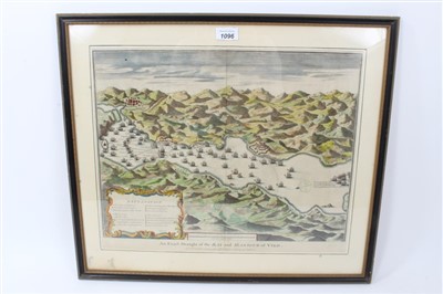 Lot 1096 - 18th century hand-coloured engraving - The Bay & Harbour of Vigo, together with two reprints of local engravings