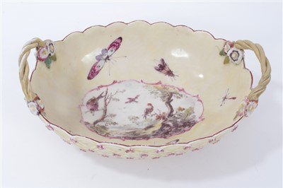 Lot 99 - A Derby yellow ground oval basket, circa 1756-58
