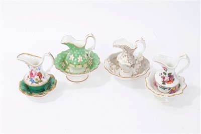 Lot 98 - Four Samuel Alcock type miniature wash jugs and basins, circa 1850