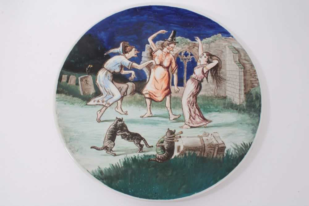 Lot 9 - Large painted charger with Witches Frolic, from Ingoldsby Legends