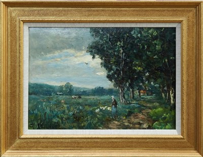 Lot 1359 - George A. Boyle (1826-1899) oil on board - rural landscape, signed, in gilt frame