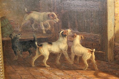 Lot 1127 - Thomas Smythe oil on canvas - Terriers in an interior