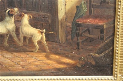 Lot 1127 - Thomas Smythe oil on canvas - Terriers in an interior