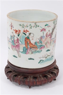 Lot 15 - 19th century Chinese famille rose brush pot