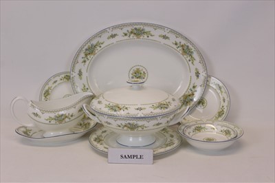 Lot 2010 - Wedgwood Petersham pattern dinner service - 91 pieces
