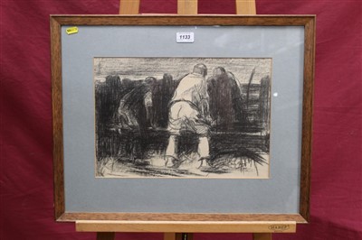 Lot 1133 - Harry Becker (1865-1928) lithograph - figures at work, in glazed frame, 27cm x 39cm