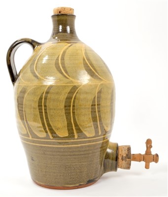 Lot 24 - Old Winchcombe pottery cider jar with yellow slip decoration