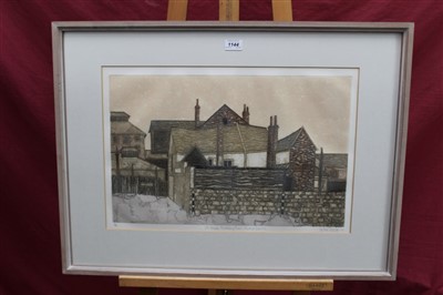Lot 1144 - Valerie Thornton (1931-1991) signed limited edition etching and aquatint - Old Houses, Maidenberg Street - Minories Edition, dated ‘76, 12/80