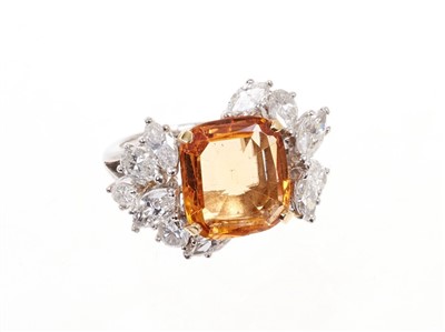 Lot 507 - Topaz and diamond cluster cocktail ring