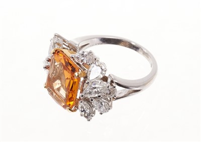 Lot 507 - Topaz and diamond cluster cocktail ring