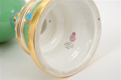Lot 57 - Pair fine Victorian Royal Worcester vases with scroll handles