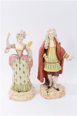 Lot 58 - Pair unusual late 19th century pottery figures - possibly French depicting a corpulent gentleman