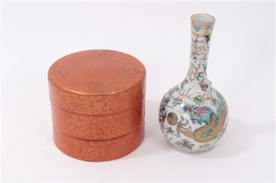 Lot 64 - 19th century Chinese orange and gilt porcelain food stacking tower
