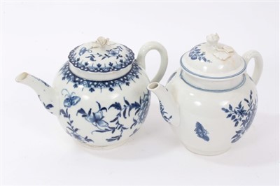 Lot 73 - Two 18th century Worcester blue and white teapots and covers