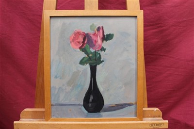 Lot 1188 - John Nash (1932-2018) oil on board - White Rose in Vase, dated '92, 38cm x 35cm together with seven other still life oils of flowers in vases, five framed (8)