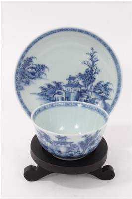 Lot 80 - The Nanking cargo, 18th century Chinese blue and white tea bowl and saucer