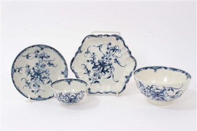 Lot 85 - 18th century Worcester blue and white teapot stand, sugar and tea bowl and saucer