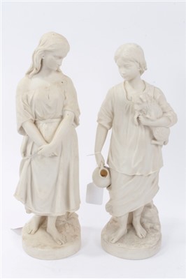 Lot 131 - Pair Victorian Copeland Art Union Parian ware figures