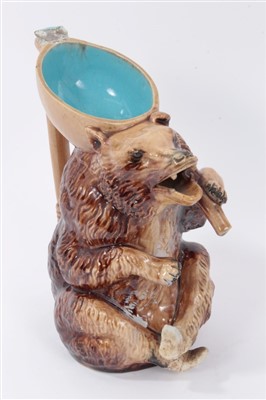 Lot 133 - A late 19th century Holdcroft majolica bear shaped jug
