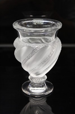 Lot 2003 - Contemporary Lalique crystal Ermenoville pattern vase, signed Lalique, France on base, 14.5 cm high